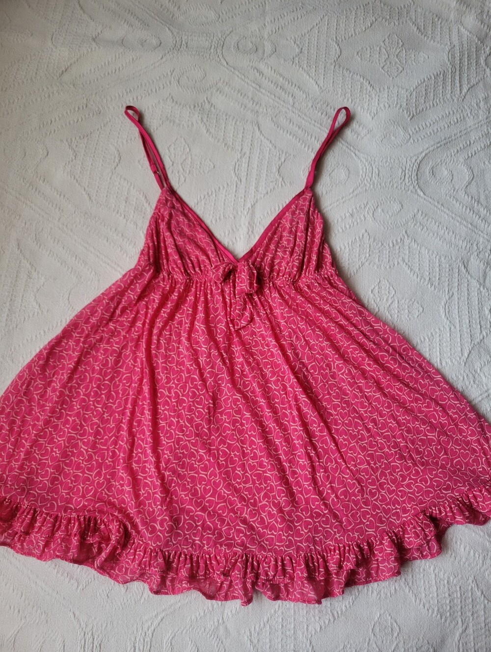 Women’s Pink Heart Print Spaghetti Strap Chemise